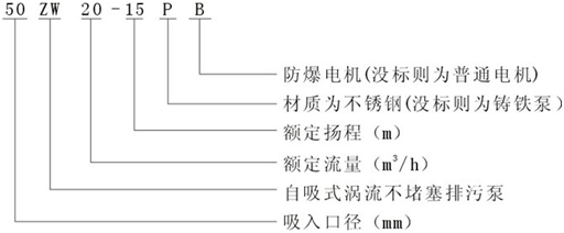 大東海泵業(yè)自吸排污泵型號(hào)意義